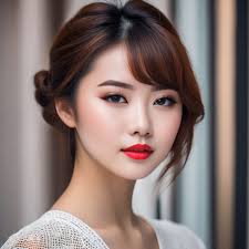 a asian with red lips playground