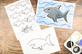how to draw a shark arty crafty kids