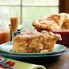 apple pie with cornmeal crust and  caramel brandy sauce