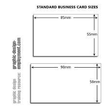 business card standard sizes