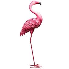 H Flamingo Metal Lawn Decor In Pink