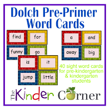 Dolch Pre Primer Word Cards The Kinder Corner