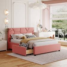 Full Upholstered Platform Bed W 4