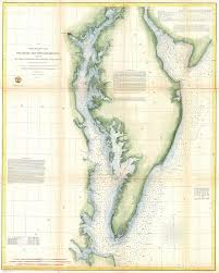 1855 Us Coast Survey Chart Or Map Of Chesapeake Bay And Delaware Bay
