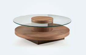Modern Round Glass Wood Coffee Table