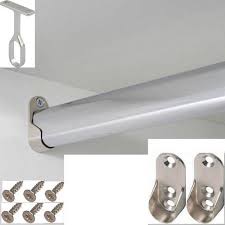 Minimum quantity for rail end support with dowel is 10. Wardrobe Rail Oval Hanging Rail Chrome Tube 50cm To 240cm Kits Parts Cut To Size Ebay