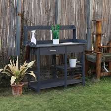 Grey Wooden Garden Potting Bench Table