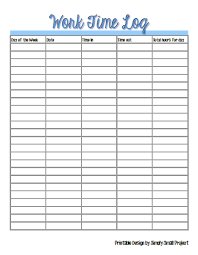 Time Management Printable Keeping Track Of Work Hours Home