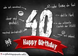 Komplimente Geburtstagskarte Zum 40 Geburtstag Happy Birthday