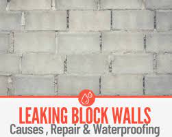 leaking concrete cinder block walls