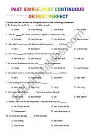 PAST SIMPLE- PAST CONTINUOUS- PAST PERFECT - ESL worksheet by  MAITHUYHANG1980