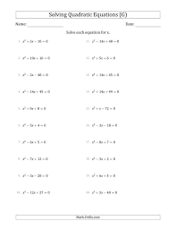 The Solving Quadratic Equations With