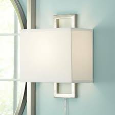 Modern Wall Lamp Plug In Rectangular Brushed Nickel For Living Room Bedroom For Sale Online
