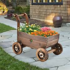 Costway Wooden Wagon Planter Box With