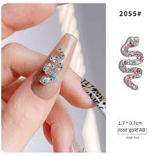 nail art diamond alloy snake rose gold