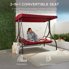Best Choice S 3 Seat Converting Outdoor Patio Canopy Swing Hammock Tan