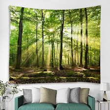 Misty Forest Tree Printed Large Wall
