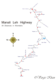 mi to leh road map with distance