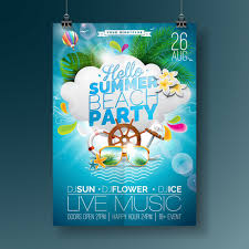 Summer Beach Party Poster Templates Vector Set 06 Free Download
