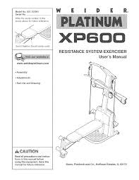 Weider 831153991 User Manual Platinum Xp600 Manuals And