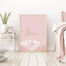 blush pink and gold bedroom wall decor