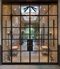 glass sliding iron door wrought french