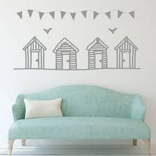 Beach Huts And Bunting Wall Stickers Decals