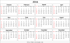 2016 Calendar Printable Calendar 2016 Calendar In