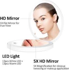 led lighted travel makeup mirror 5x 1x