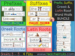 Prefix Suffix Greek And Latin Root Word Wall Bundle