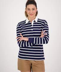 women s carlaw l s rugby shirt in navy