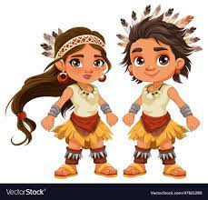 native american couple cartoon