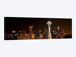 Seattle Panoramic Skyline Cityscape Night C Unknown Artist Icanvas