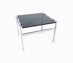 Smoked Glass End Table Square Chrome