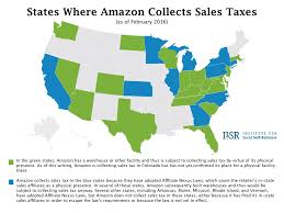 States Where Amazon Collects Sales Tax Map Institute For
