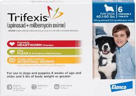 Trifexis Chewable Tablets For Dogs 40 1 60 Lbs 6 Treatments Blue Box