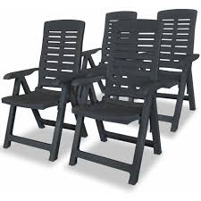 Reclining Garden Chairs 4 Pcs Plastic