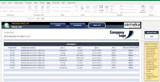 list excel template with
