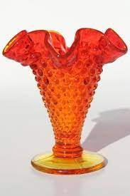 Vintage Amberina Colored Glass Hobnail