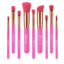 jnan 9pcs pink professional wood handle makeup blending brushes cosmetics brushes nylon fiber makeup kit brushes