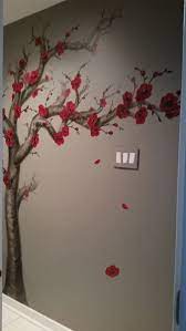 Red Cherry Blossom Tree Bathroom Mural