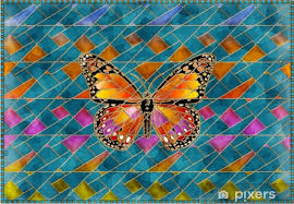 Wall Mural Stained Glass Erfly 3d