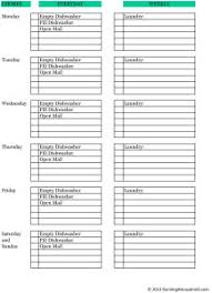 Household Chores Weekly Checklist Running A Household