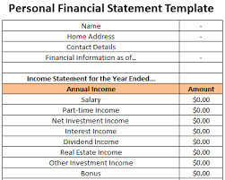personal financial statement template