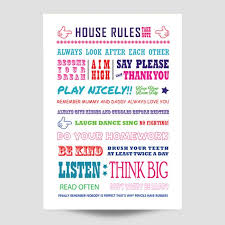 colourful house rules wall art