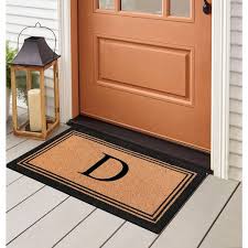A1 Home Collections A1hc Beige 18 In X 30 In Natural Coir Heavy Duty Pvc Backing Outdoor Monogrammed D Door Mat