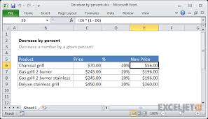 Excel Formula Decrease By Percentage Exceljet