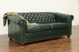 chesterfield green tufted leather