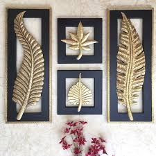 Brass Leaf Wall Hanging Set Of 4