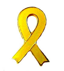 yellow awareness ribbon lapel pin